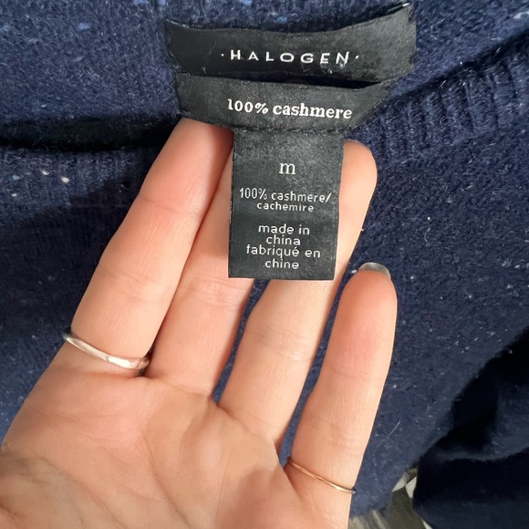 Halogen blue speckled cashmere sweater - Picture 4 of 4